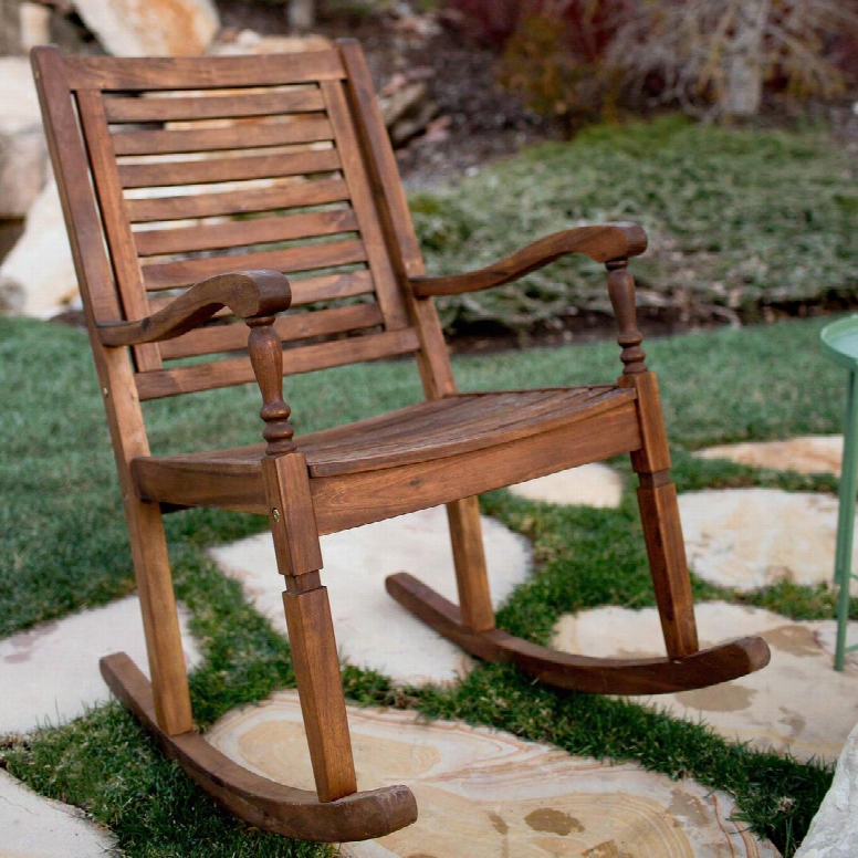 Owrcdb Solid Acacia Wood Rocking Patio Chair In Dark