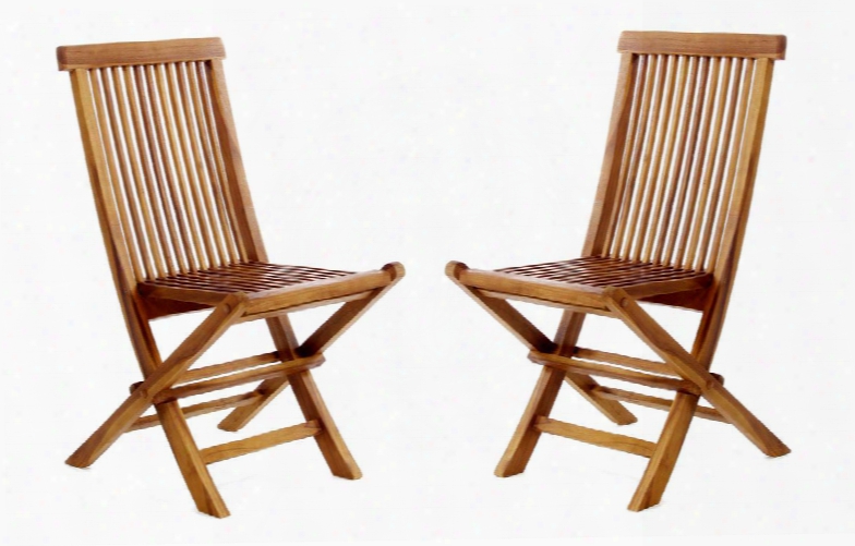 Tf22-2 Folding Chairs 18" Folding Chair With Java Indonesian Teak Stretcher And Foldable Design In Light Teak Oil (set Of