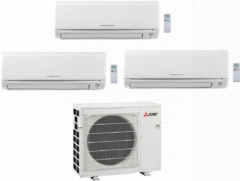 Triple Zone Mini Split Air Conditioner System With 27000 Btu Cooling Capacity One (15k) Indoor Unit Two (6k) Indoor Units And One Outdoor