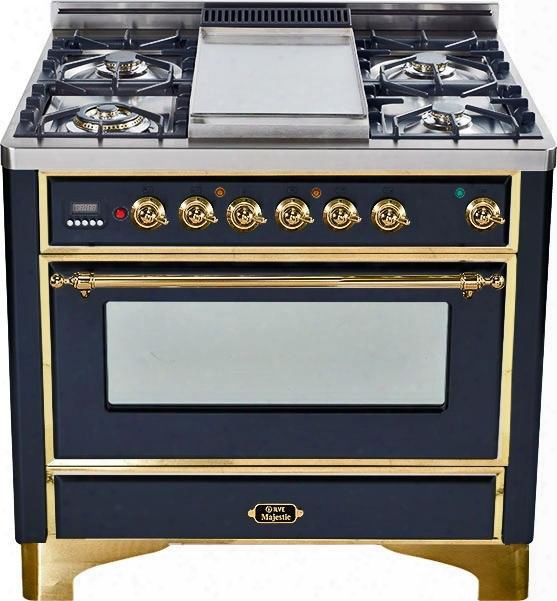 Um90fdvggn 36" Majestic Series Freestanding Gas Range With 4 Sealed Burners Griddle Digital Clock And Timer 3.5 Cu. Ft. Oven Capacity Infrared Grill-baking