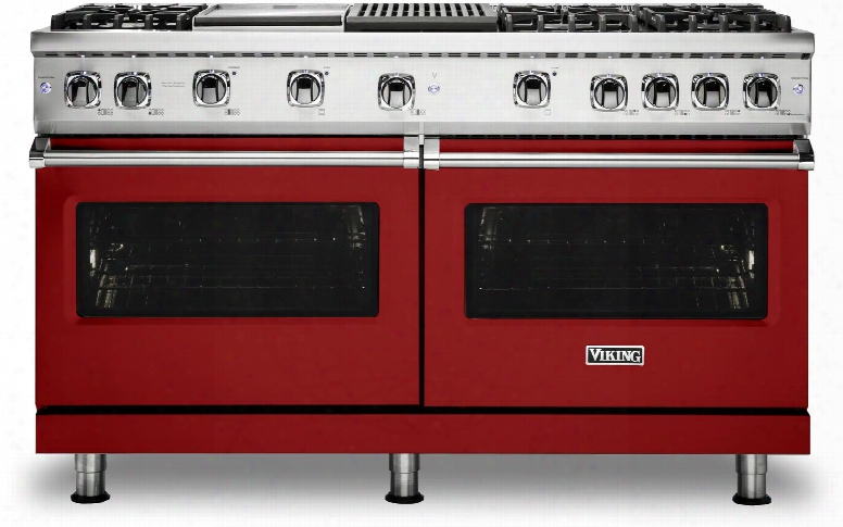 Vgr5606gqar 60" 5 Series Freestanding Natural Gas Sealed Burner Range With 6 Brass Sealed Burners Grill Griddle Varisimmer Softlit Led In Apple