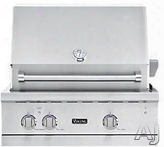 Viking Professional 5 Series Vgbq53024 30 Inch Built-in Gas Grill With 480 Sq. In. Cooking Area, 2 Stainless Steel Burners, Infrared Rotisserie, Smoker Box, Warming Rack And Stainless Steel Grates