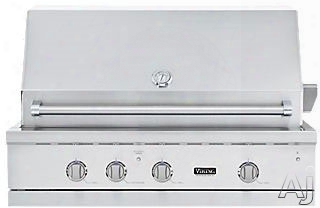 Viking Professional 5 Series Vgbq54224 42 Inch  Built-in Gas Grillw Ith 706 Sq. In. Cooking Area, 3 Stainless Steel Burners, Infrared Rotisserie, Smoker Box, Warming Rack And Stainless Steel Grates