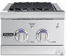 Viking Prfessional 5 Series Vgsb5153 15 Inch Outdoor Wok/cooker With 27,500 Btu Burner, Stainless Steel Wok/top, 2-piece Porcelain/cast Iron Grate, Blue Led Lit Control Panel And Stainless Steel Cover