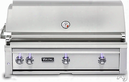 Viking Professional 5 Series Vqgi5420lss 42 Inch Built-in Grill With Prosear Burner, Rotisserie, Smoker Box, Blue Led Knobs, Halogen Grill Lights, Ceramic Briquettes, Temperature Gauge, 3 Burners And 1,200 Sq. In. Cooking Area: Liquid Propane