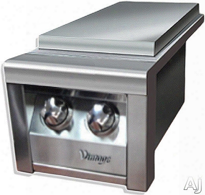 Vintage Vsb2g 13 Inch Built-in Double Side Burner With (2) 17,000 Btu Brass Burners, Recessed Burners, 9v Ignition, Stainless Steel Lid, Natural Gas And Lp Conversion Kit