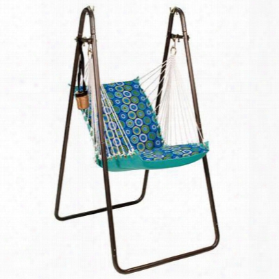 1525195196br 45" Hanging Chair With Stand Set With Jax Lagoon/lagoon Solid