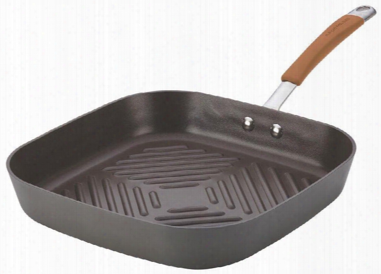 87637 11-inch Deep Square Grill Pan Gray With Pumpkin Orange