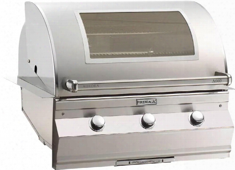 A660i5eanw Aurora Series 30" Natural Gas Built-in Grill With Magic View Window E-burners 16 Gauge Stainless Steel Construction Analog Thermometer 75000