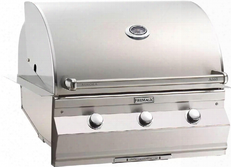 A660i5lan Aurora Series 30" Built-in Natural Gas Grill With E-burners One Infrared Burner 16 Gauge Stainless Steel Construction Analog Thermometer 75000