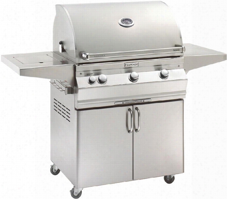 A660s5aan62 Aurora 63" Cart With 30" Natural Gas Grill All Infrared Burners Side Burner Analog Thermometer And Up To 75000 Btus Main Burners Heat Output