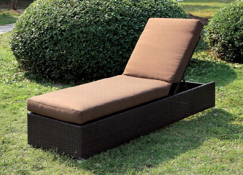 Albee Cm-oc1822br Patio Chaise With Contemporary Style Brown Or Ivory Fabric Cushions Uv And Water Resistant Adjustable Back In Brown Cushions/espresso