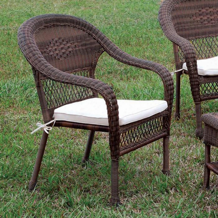 Barua Cm-ot1811-ch-pk Patio Chair With Uv And Water Resistant Wicker Frame And Ivory