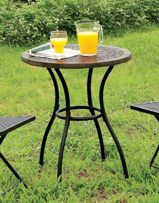 Betim Cm-ot1810-t-pk Metal Table With Matching Stone Backrest Decorated Stone Top Contoured Legs Metal Nad Concrete In