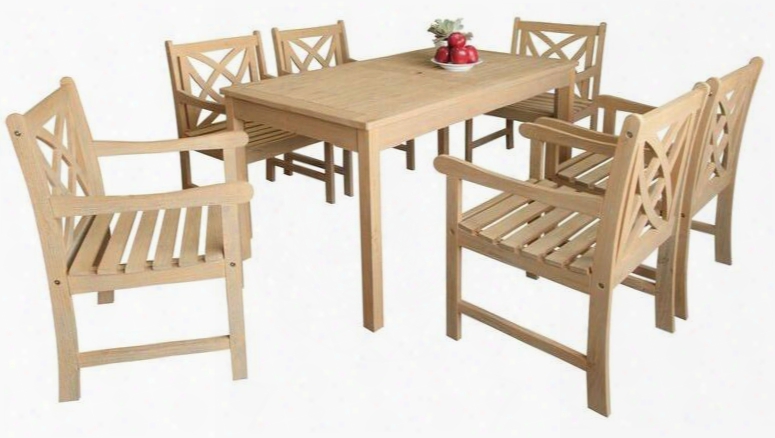 Beverly Collection V1701set2 Outdoor Dining Set With Rectangular Table + 6 Armchairs In Sand-splashed