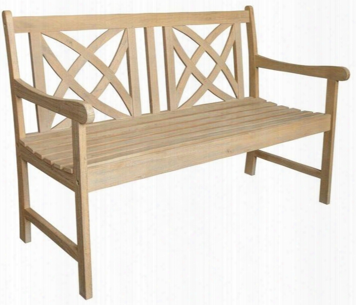 Beverly Collection V1703 48" Outdoor Garden Bench With Decorative Back Curved Armrests Acacia Hardwood Materials And Contoured Seat In Sand-splashed