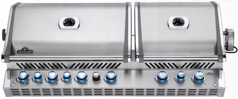 Bipro825rbipss-2 53" Prestige Pro 825 Series Built-in Liquid Propane Grill With 4 Stainless Steel Burners 2 Infrared Burners Smoker Burner Warming Burner