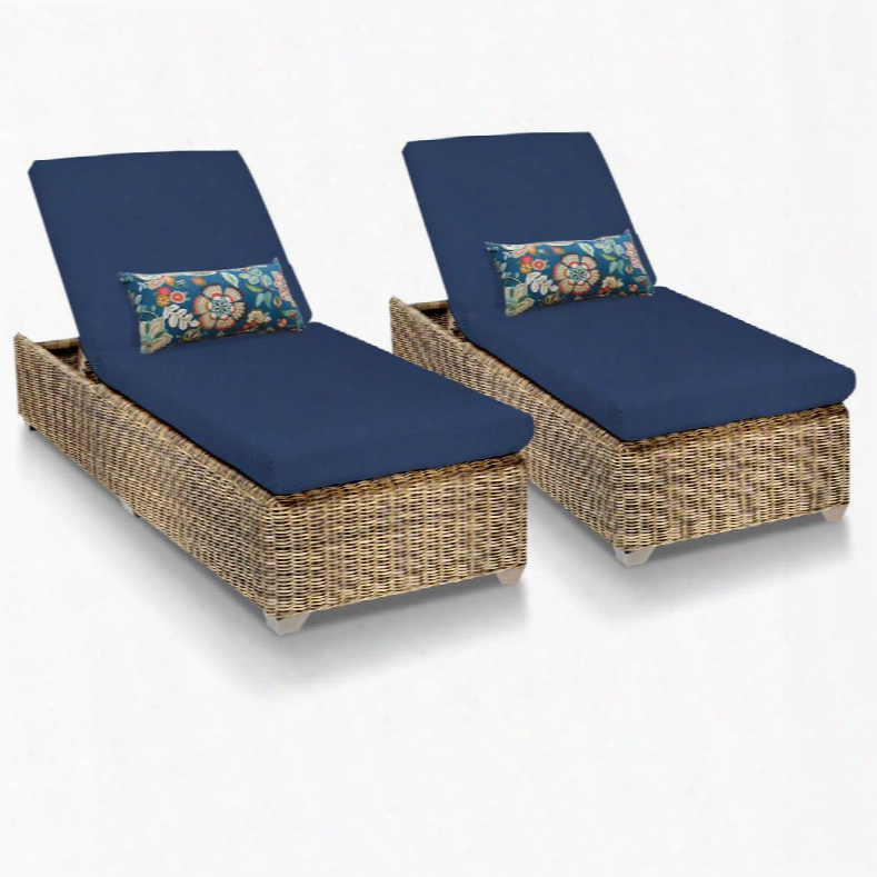 Capecod-2x-navy Cape Cod Chaise Set Of 2 Outdoor Wicker Patio Furniture With 2 Covers: Beige And