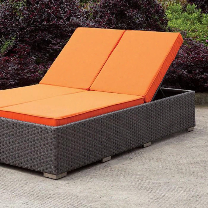 Dixie Cm-oc2122 Patio Chaise With Contemporary Style Uv And Water Resistant Adjustable Split Back Orange Fabric Cushions In Light Brown Wicker/orange