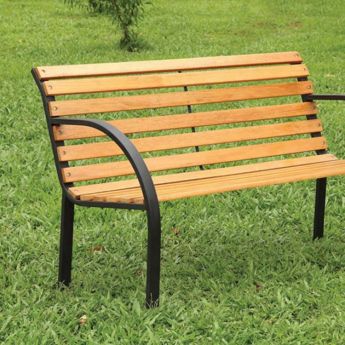 Dumas Cm-ob1805 Patio Wooden Bench With Traditional Style Smooth Curved Wood Arched Bench Arms Weather Resistant In Natural