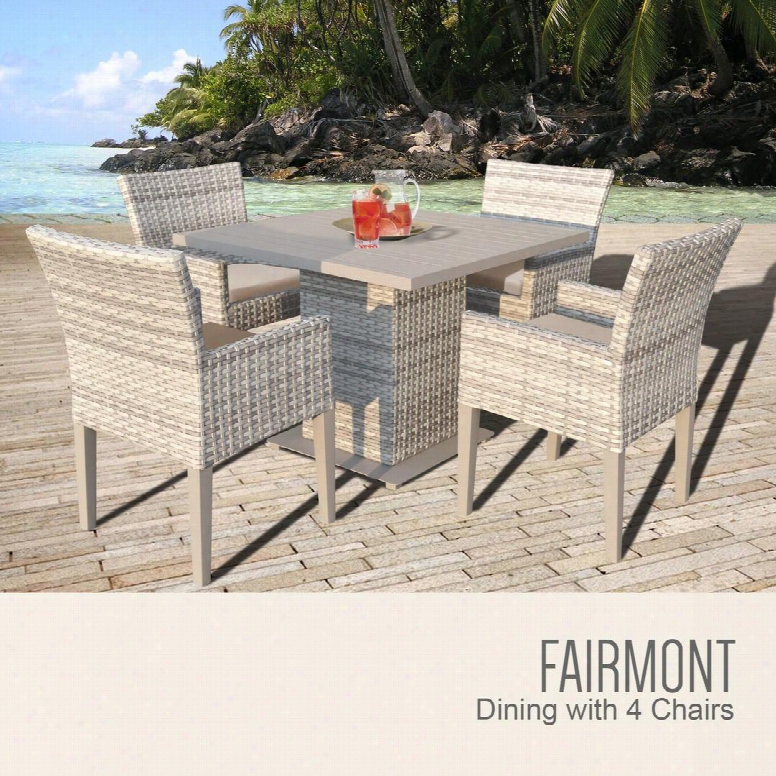 Fairmont-square-kit-4dcc-wheat Fairmont Square Dining Table With 4 Chairs With 2 Covets: Beige And