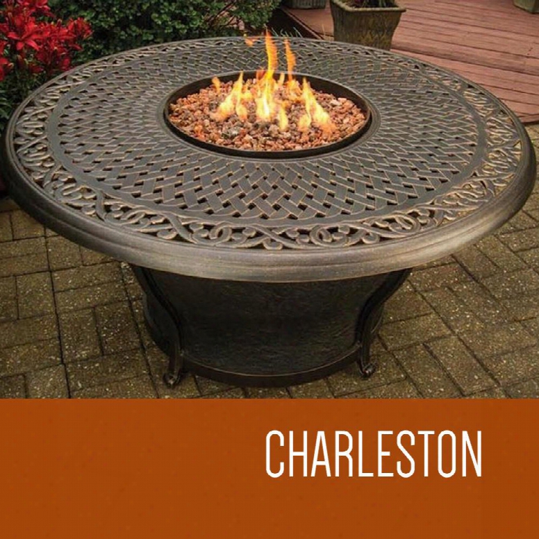 Fp-charleston-kit Charleston - 48 Inch Round Cast Top Gas Fire Pit
