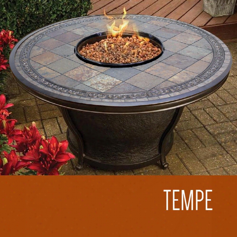 Fp-tempe-kit Tempe - 48 Inch Round Slate Top Gas Fire Pit