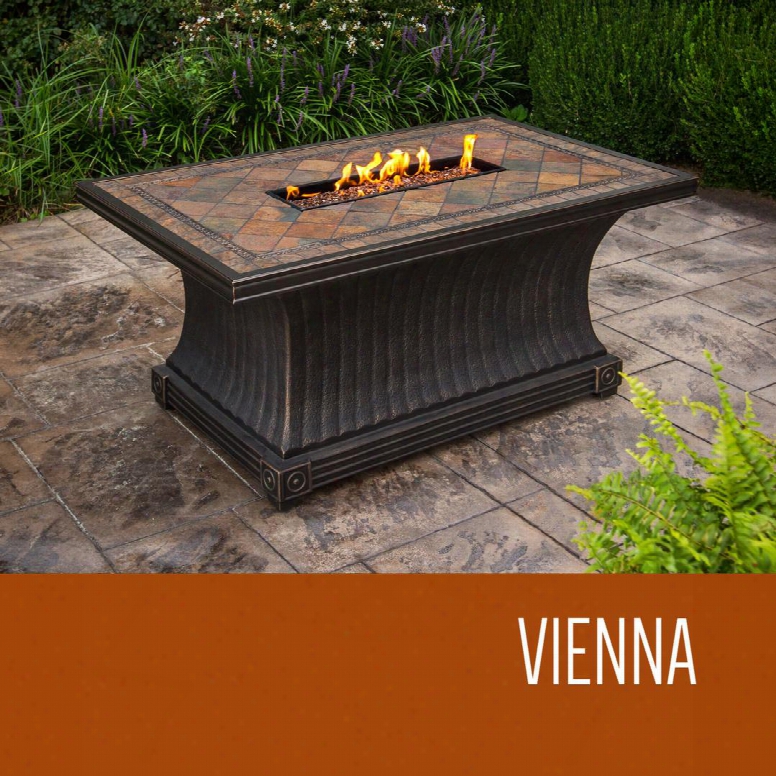 Fp-vienna-kit Vienna - 32 X 52 Inch Rectangular Slate Top Gas Fkre Pit