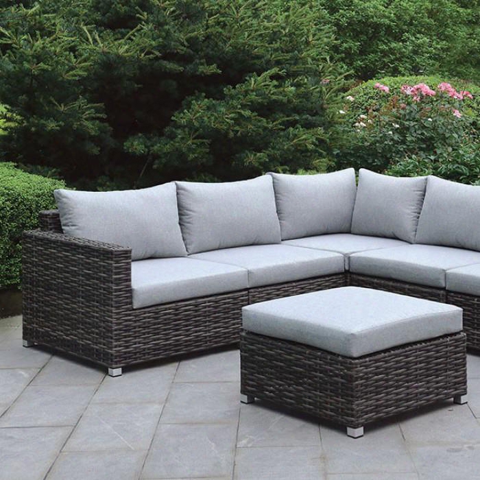 Lavana Cm-os2118-set Patio Sectional Ottoman In Brown Wicker/gray