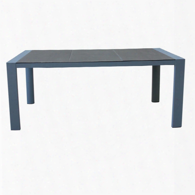 Lcwedigr Westport Outdoor Patio Dining Table In Gray Powder Coated Finish With Stone Glass