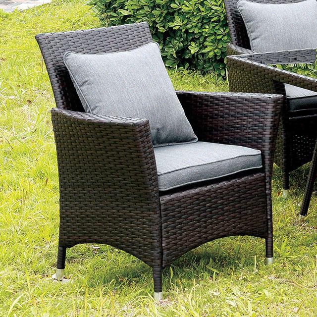Leodore Cm-ot1823gy-ac-2pk Take ~s Chair With Contemporary Style Cushions Included Espresso Wicker Frame Gray Or White Fabric Seats In