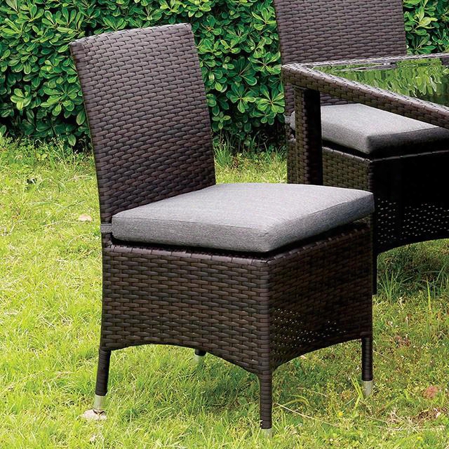 Leodore Cm-ot124gy-sc-2pk Side Chair With Contemporary Style Cushions Included Espresso Wicker Frame Gray Or White Fabric Seats In