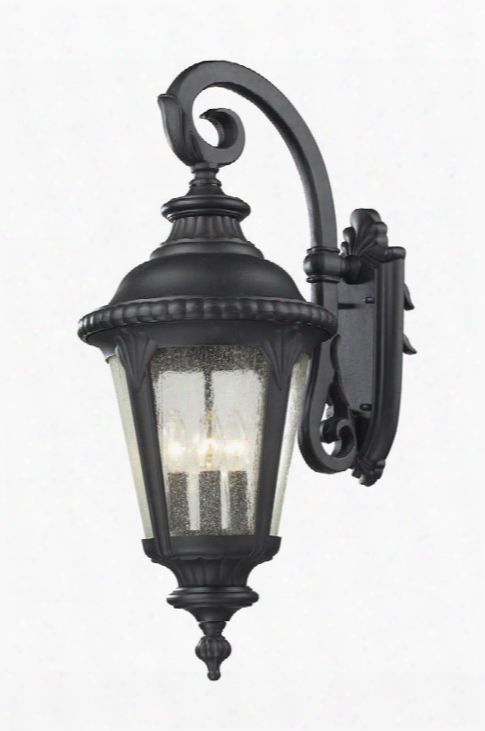 Medow 545b-bk 11.875" 4 Light Outdoor Light Period Inspired Old World Gothichave Aluminum Frame With Black Finish In Clear