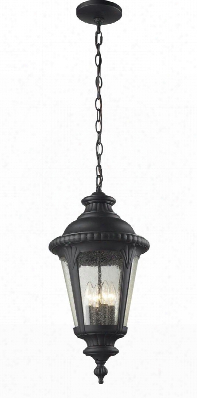 Medow 545chb-bbk 11.875" Outdoor Chain Light Period Inspired Old World Gothichave Aluminum Frame With Black Finish In Clear