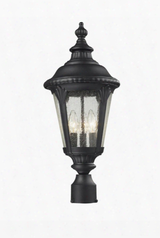 Medow 545phm-bk 9.75" Outdoor Post Light Period Inspired Old World Gothichave Aluminum Frame With Black Finish In Clear