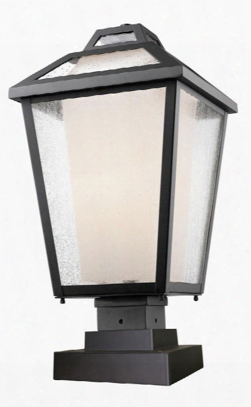 Memphis Outdoor 532phbs-sqpm-bk 11" 1 Light Outdoor Pier Mount Light Simple Countryhave Aluminum Frame With Black Finish In Clear Seedy Outside; Matte Opal