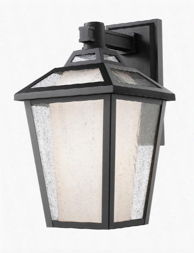 Memphis Outdoor 532s-bk 7.75" 1 Light Outdoor Wall Light Rustic Countryhave Aluminum Frame With Black Finish In Clear Seedy Outside; Matte Opal