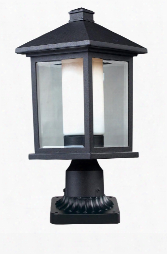 Mesa 523phm-pm 8" Outdoor Pier Mount Light Transitional Fusionhave Aluminum Frame With Black Finish In Lcear Beveled And Matte