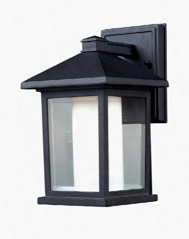 Mesa 523s 6" Outdoor Wall Light Transitional Fusionhave Aluminum Frame With Black Finish In Clear Beveled Outside; Matte Opal