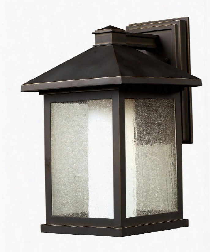 Mesa 524b 9.5" Outdoor Wall Light Transitional Fusionhave Aluminum Frame With Oil Rubbed Bronze Finish In Clear Seedy Outside; Matte Opal