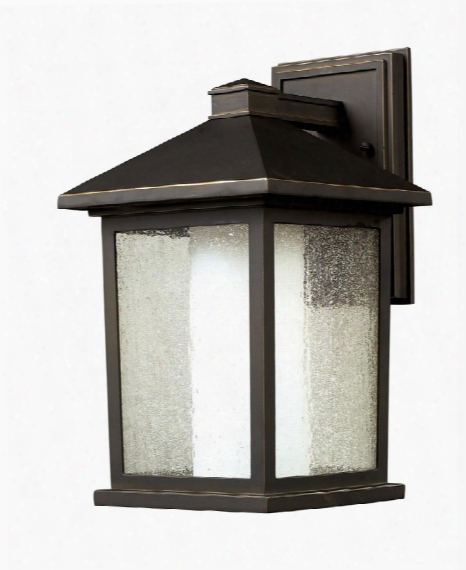 Mesa 524m 8" Outdoor Wall Light Transitional Fusionhave Alu Minum Frame With Oil Rubbed Bronze Finish In Clear Seedy Outside; Matte Opal