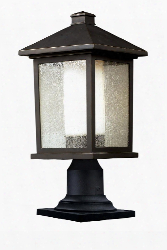 Mesa 524phm-533pm-orb 8.125" Outdoor Post Light Transitional Fusionhave Aluminum Frame With Oil Rubbed Bronze Finish In Clear Seedy Outside; Mattte Opal