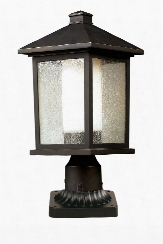 Mesa 524phm-pm 8.125" Outdoor Pier Mount Light Transitional Fusionhave Aluminum Frame With Oil Rubbed Bronze Finish In Clear Seedy Outside; Matte Opal