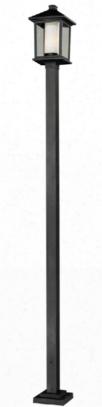 Mesa 538phb-536p-bk 9.5" Outdoor Post Light Transitional Fusionhave Aluminum Frame With Black Finish In Clear Beveled Outside; Matte Opal