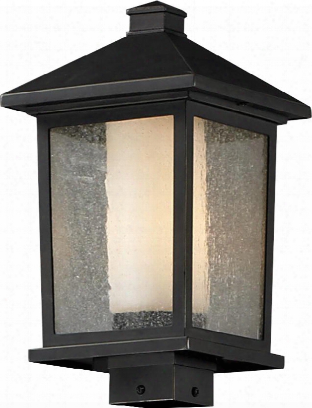 Mesa 538phb-orb 9.5" Outdoor Post Light Transitional Fusionhave Aluminum Frame With Oil Rubbed Bronze Finish In Clear Old Outside; Matte Opal