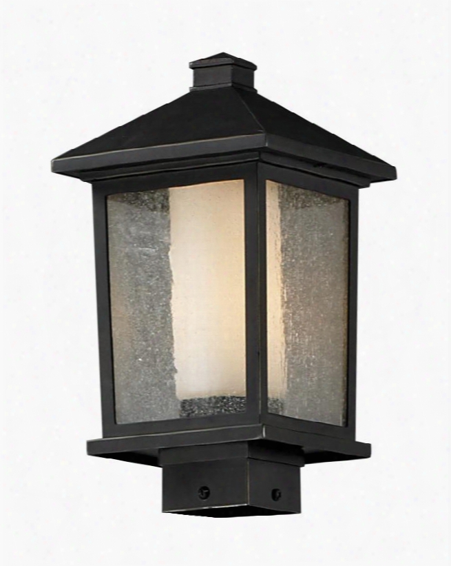 Mesa 538phm-orb 8.125" Outdoor Post Light Transitional Fusionhave Aluminum Frame With Oil Rubbed Bronze Finish In Clear Seedy Outside; Matte Opal