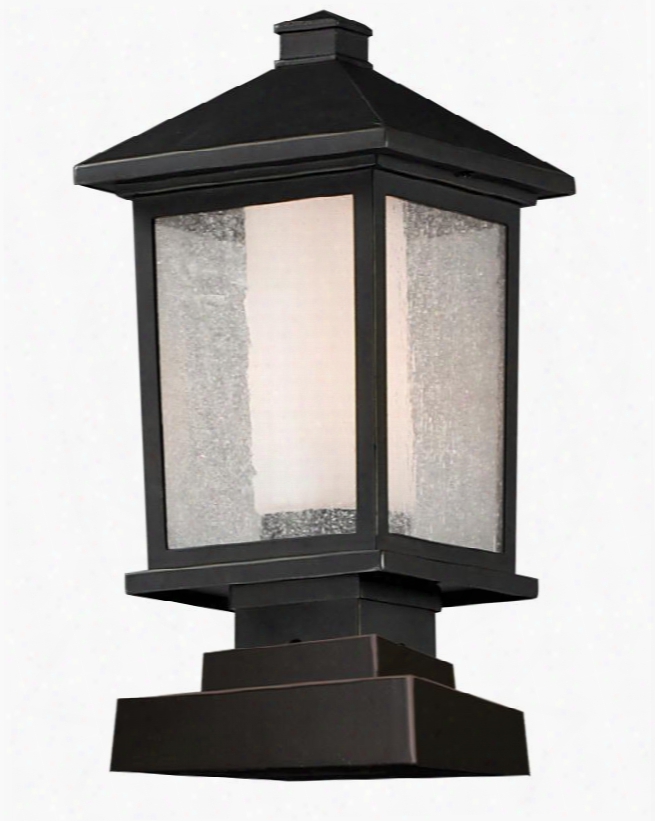 Mesa 538phm-sqpm-orb 8.125" Outdoor Pier Mount Transitional Fusionhave Aluminum Frame With Oil Rubbed Bronze Finish In Clear Seedy Outside; Matte Opal