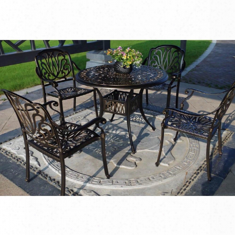 Nu2051gb Royal Isle 5-piece Dining Set With Table And 4 Chairs In Golden Bronze