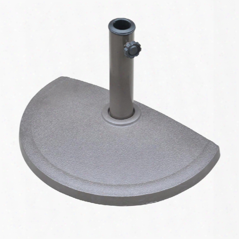 Nu5420 20 Lb. Resin Half Round Umbrella Base With Corrosion Resistant Finish 9.85" Metal Stem And Textured In