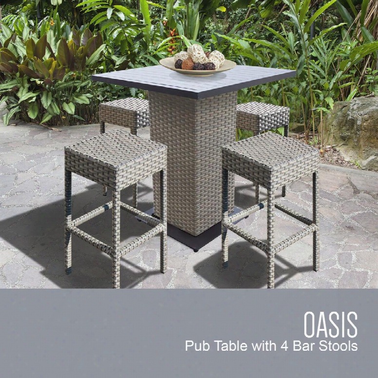 Oasis-pub-backless-4 5-piece Oasis Pub Table Set With Table And 4 Backless Bar